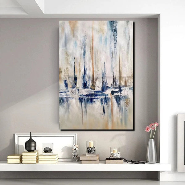 Large Wall Art for Living Room, Acrylic Canvas Paintings, Abstract Sail Boat Painting, Modern Wall Art Paintings, Contemporary Painting-Silvia Home Craft