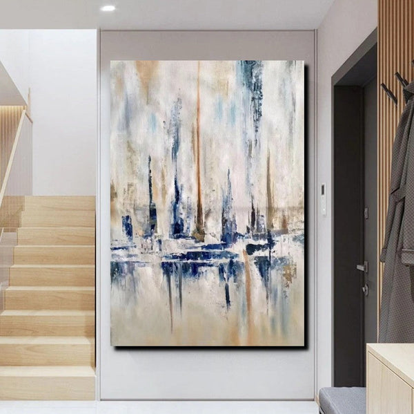 Large Wall Art for Living Room, Acrylic Canvas Paintings, Abstract Sail Boat Painting, Modern Wall Art Paintings, Contemporary Painting-Silvia Home Craft