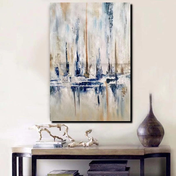 Large Wall Art for Living Room, Acrylic Canvas Paintings, Abstract Sail Boat Painting, Modern Wall Art Paintings, Contemporary Painting-Silvia Home Craft