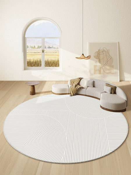 Geometric Carpets for Sale, Circular Rugs under Dining Room Table, Contemporary Round Rugs Next to Bed, Abstract Modern Rugs for Living Room-Silvia Home Craft