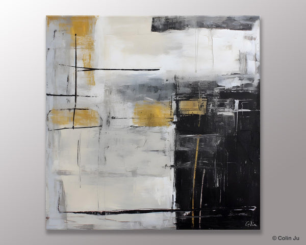 Simple Modern Original Artwork, Large Paintings for Bedroom, Abstract Landscape Painting on Canvas, Oversized Contemporary Wall Art Paintings-Silvia Home Craft