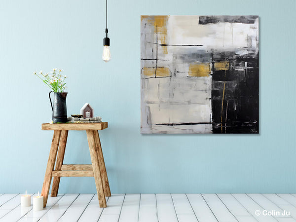 Simple Modern Original Artwork, Large Paintings for Bedroom, Abstract Landscape Painting on Canvas, Oversized Contemporary Wall Art Paintings-Silvia Home Craft