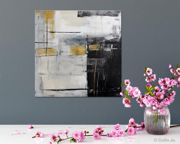 Simple Modern Original Artwork, Large Paintings for Bedroom, Abstract Landscape Painting on Canvas, Oversized Contemporary Wall Art Paintings-Silvia Home Craft