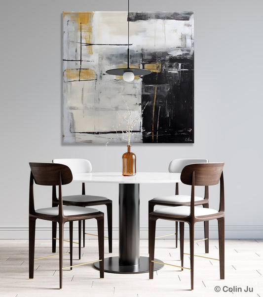 Simple Modern Original Artwork, Large Paintings for Bedroom, Abstract Landscape Painting on Canvas, Oversized Contemporary Wall Art Paintings-Silvia Home Craft