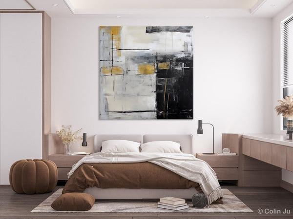 Simple Modern Original Artwork, Large Paintings for Bedroom, Abstract Landscape Painting on Canvas, Oversized Contemporary Wall Art Paintings-Silvia Home Craft