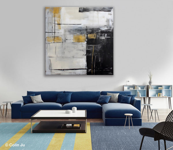 Simple Modern Original Artwork, Large Paintings for Bedroom, Abstract Landscape Painting on Canvas, Oversized Contemporary Wall Art Paintings-Silvia Home Craft