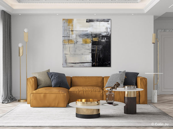Simple Modern Original Artwork, Large Paintings for Bedroom, Abstract Landscape Painting on Canvas, Oversized Contemporary Wall Art Paintings-Silvia Home Craft