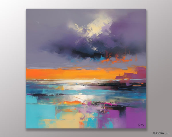Huge Painting for Living Room, Original Landscape Canvas Art, Contemporary Oil Painting on Canvas, Oversized Landscape Wall Art Paintings-Silvia Home Craft