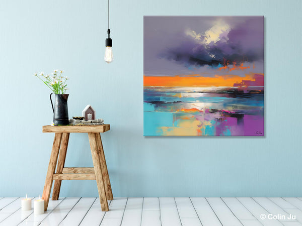 Huge Painting for Living Room, Original Landscape Canvas Art, Contemporary Oil Painting on Canvas, Oversized Landscape Wall Art Paintings-Silvia Home Craft