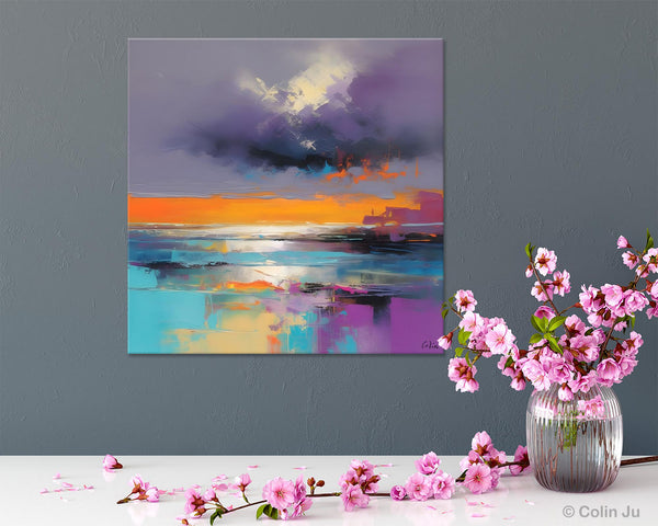 Huge Painting for Living Room, Original Landscape Canvas Art, Contemporary Oil Painting on Canvas, Oversized Landscape Wall Art Paintings-Silvia Home Craft