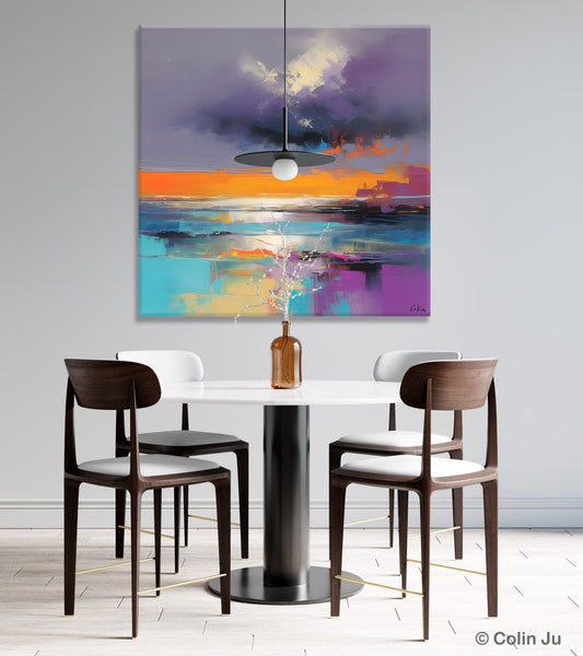 Huge Painting for Living Room, Original Landscape Canvas Art, Contemporary Oil Painting on Canvas, Oversized Landscape Wall Art Paintings-Silvia Home Craft