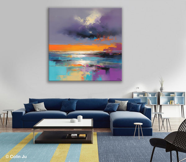 Huge Painting for Living Room, Original Landscape Canvas Art, Contemporary Oil Painting on Canvas, Oversized Landscape Wall Art Paintings-Silvia Home Craft