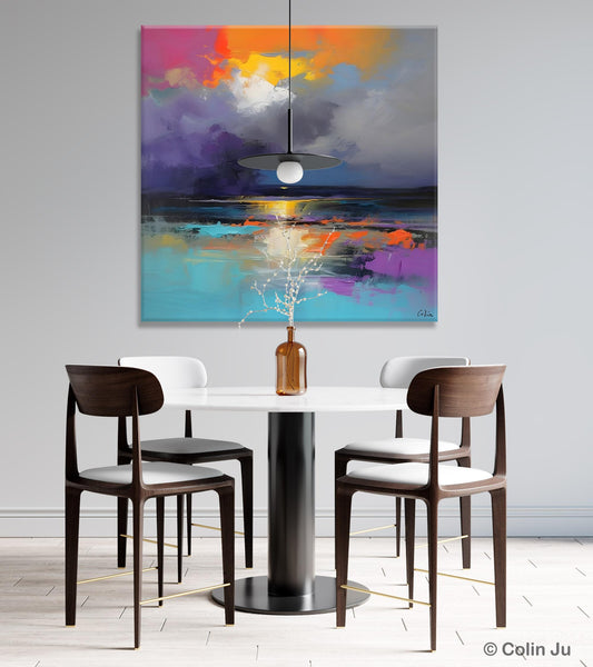Contemporary Oil Painting on Canvas, Heavy Texture Canvas Art, Original Landscape Canvas Art, Oversized Landscape Wall Art Paintings-Silvia Home Craft
