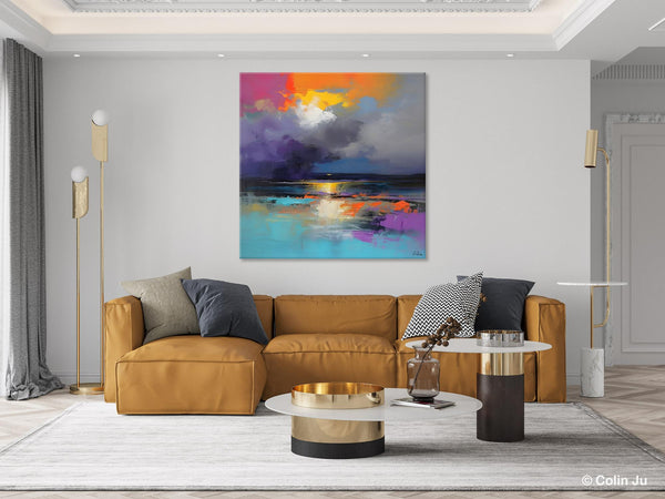 Contemporary Oil Painting on Canvas, Heavy Texture Canvas Art, Original Landscape Canvas Art, Oversized Landscape Wall Art Paintings-Silvia Home Craft