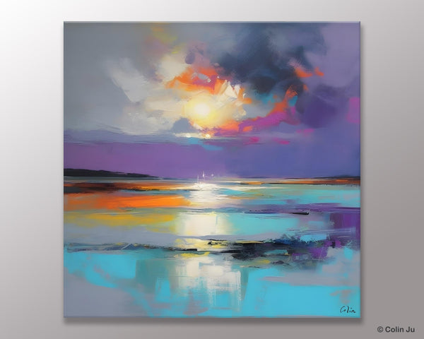 Large Abstract Painting for Living Room, Original Abstract Wall Art, Landscape Acrylic Art, Landscape Canvas Art, Hand Painted Canvas Art-Silvia Home Craft