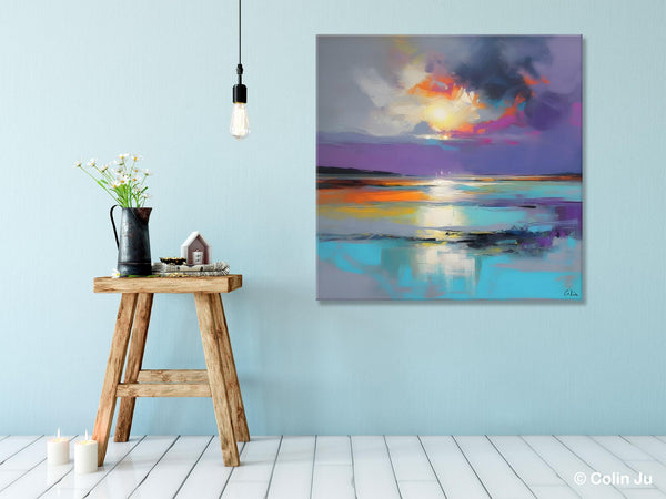 Large Abstract Painting for Living Room, Original Abstract Wall Art, Landscape Acrylic Art, Landscape Canvas Art, Hand Painted Canvas Art-Silvia Home Craft