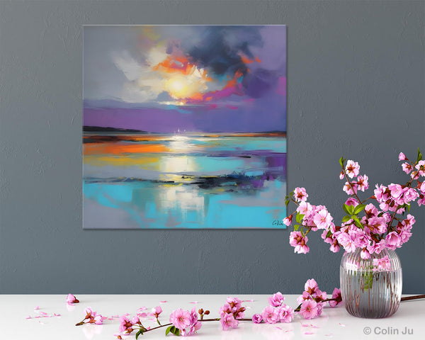 Large Abstract Painting for Living Room, Original Abstract Wall Art, Landscape Acrylic Art, Landscape Canvas Art, Hand Painted Canvas Art-Silvia Home Craft