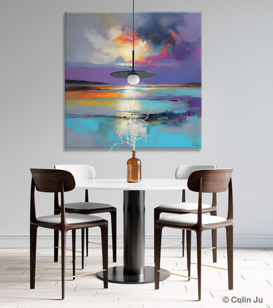 Large Abstract Painting for Living Room, Original Abstract Wall Art, Landscape Acrylic Art, Landscape Canvas Art, Hand Painted Canvas Art-Silvia Home Craft