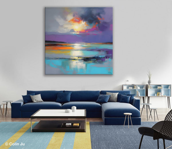 Large Abstract Painting for Living Room, Original Abstract Wall Art, Landscape Acrylic Art, Landscape Canvas Art, Hand Painted Canvas Art-Silvia Home Craft