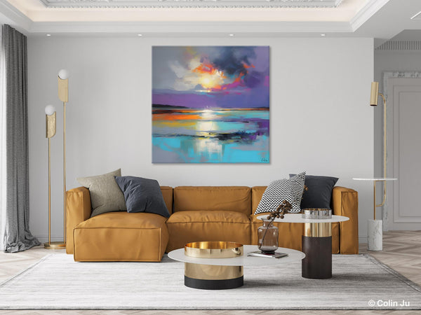 Large Abstract Painting for Living Room, Original Abstract Wall Art, Landscape Acrylic Art, Landscape Canvas Art, Hand Painted Canvas Art-Silvia Home Craft