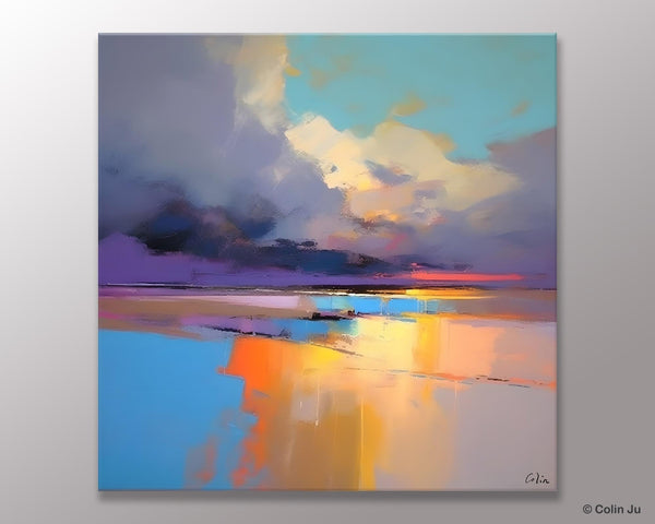 Simple Modern Art, Original Landscape Wall Art, Landscape Oil Paintings, Landscape Canvas Art, Abstract Landscape Painting for Living Room-Silvia Home Craft