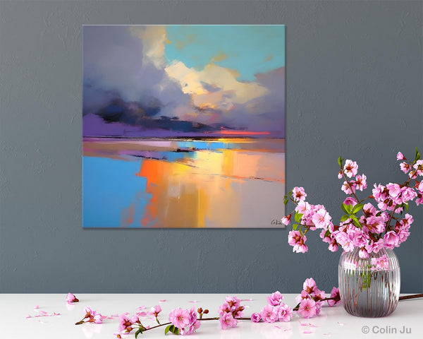 Simple Modern Art, Original Landscape Wall Art, Landscape Oil Paintings, Landscape Canvas Art, Abstract Landscape Painting for Living Room-Silvia Home Craft