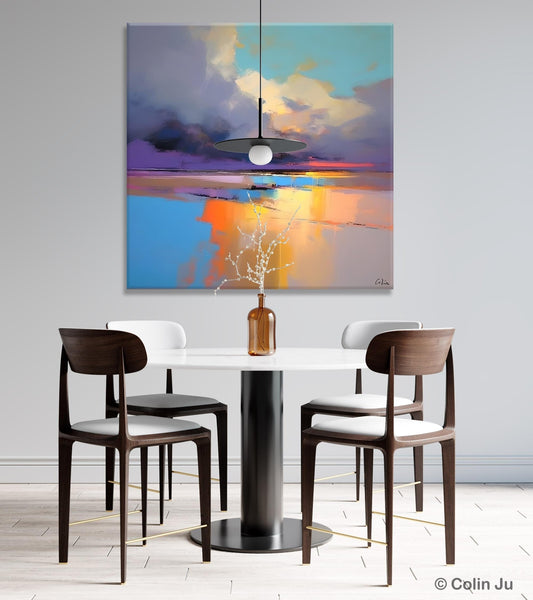 Simple Modern Art, Original Landscape Wall Art, Landscape Oil Paintings, Landscape Canvas Art, Abstract Landscape Painting for Living Room-Silvia Home Craft