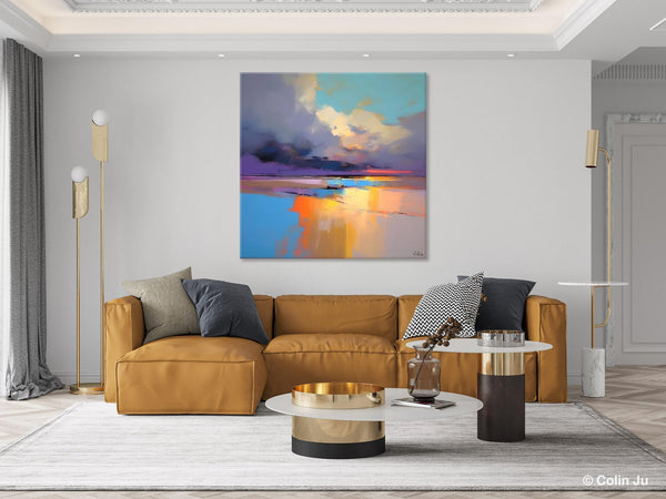 Simple Modern Art, Original Landscape Wall Art, Landscape Oil Paintings, Landscape Canvas Art, Abstract Landscape Painting for Living Room-Silvia Home Craft