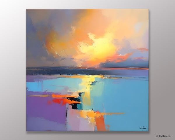 Canvas Painting for Living Room, Original Modern Wall Art Painting, Abstract Landscape Paintings, Oversized Contemporary Abstract Artwork-Silvia Home Craft
