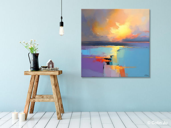 Canvas Painting for Living Room, Original Modern Wall Art Painting, Abstract Landscape Paintings, Oversized Contemporary Abstract Artwork-Silvia Home Craft