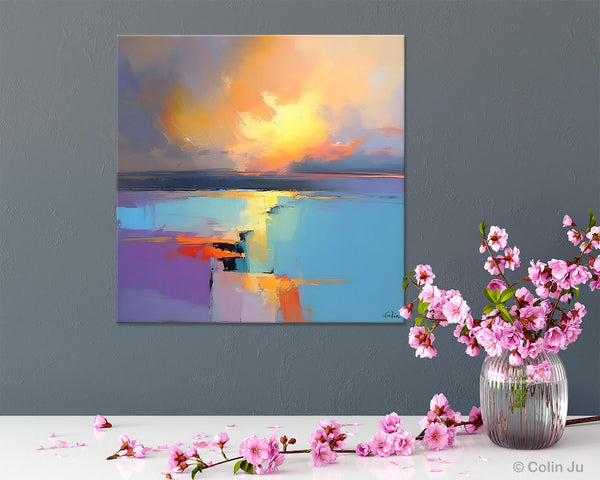 Canvas Painting for Living Room, Original Modern Wall Art Painting, Abstract Landscape Paintings, Oversized Contemporary Abstract Artwork-Silvia Home Craft