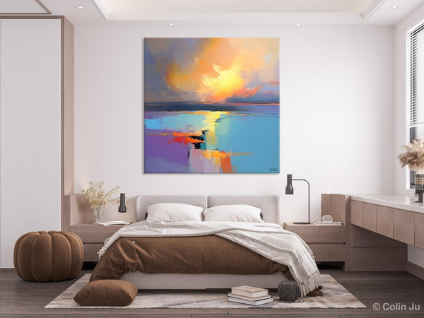 Canvas Painting for Living Room, Original Modern Wall Art Painting, Abstract Landscape Paintings, Oversized Contemporary Abstract Artwork-Silvia Home Craft