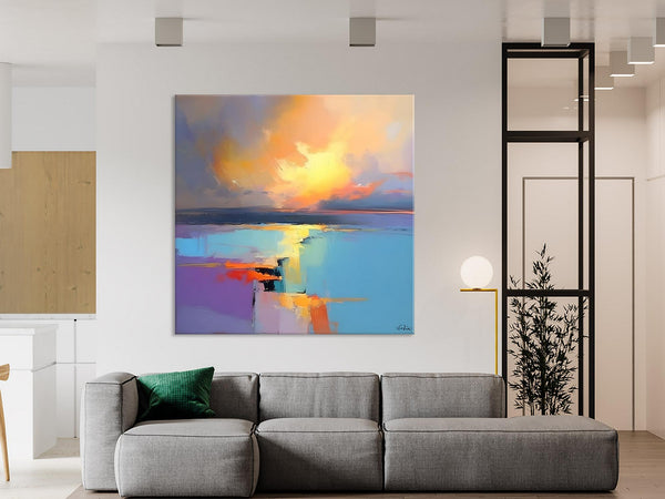 Canvas Painting for Living Room, Original Modern Wall Art Painting, Abstract Landscape Paintings, Oversized Contemporary Abstract Artwork-Silvia Home Craft