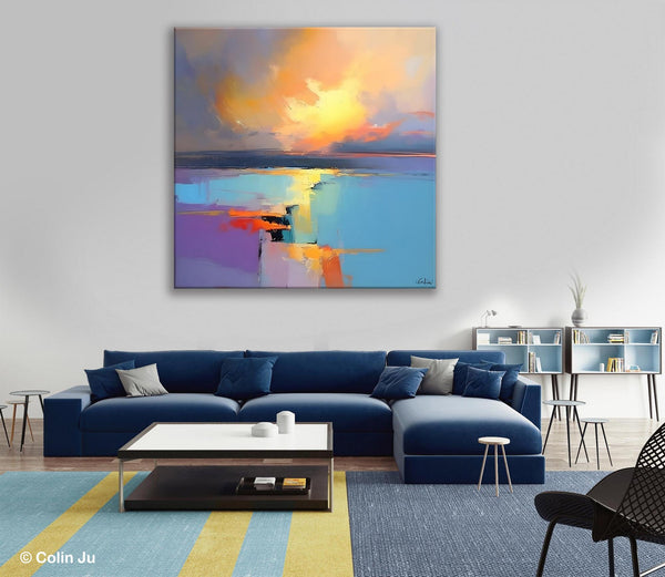 Canvas Painting for Living Room, Original Modern Wall Art Painting, Abstract Landscape Paintings, Oversized Contemporary Abstract Artwork-Silvia Home Craft