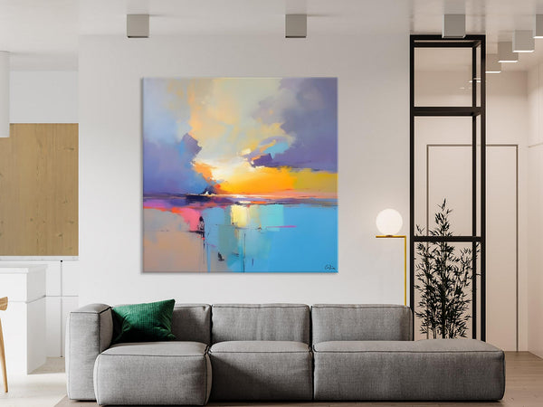 Original Modern Wall Art Painting, Abstract Landscape Paintings, Canvas Painting for Living Room, Oversized Contemporary Abstract Artwork-Silvia Home Craft