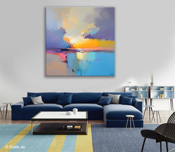Original Modern Wall Art Painting, Abstract Landscape Paintings, Canvas Painting for Living Room, Oversized Contemporary Abstract Artwork-Silvia Home Craft