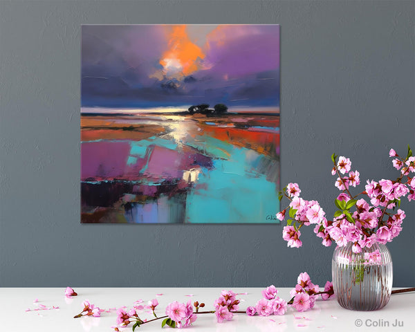 Canvas Painting for Living Room, Original Modern Wall Art Painting, Abstract Landscape Paintings, Oversized Contemporary Abstract Artwork-Silvia Home Craft