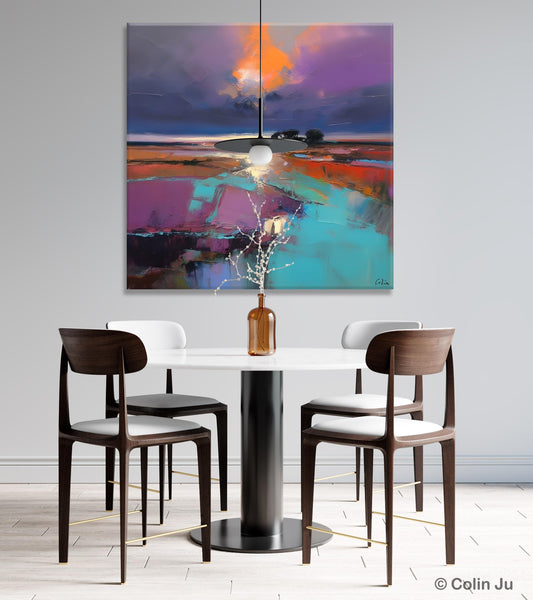 Canvas Painting for Living Room, Original Modern Wall Art Painting, Abstract Landscape Paintings, Oversized Contemporary Abstract Artwork-Silvia Home Craft