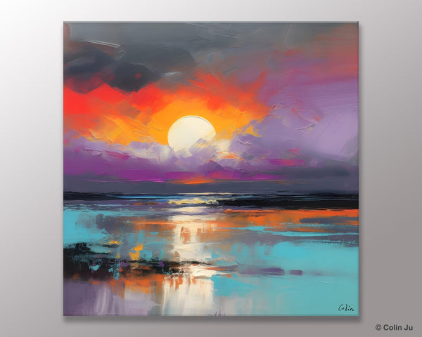Large Landscape Painting for Living Room, Original Abstract Landscape Wall Art, Landscape Canvas Art, Hand Painted Canvas Paintings-Silvia Home Craft