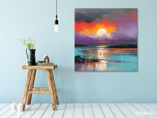 Large Landscape Painting for Living Room, Original Abstract Landscape Wall Art, Landscape Canvas Art, Hand Painted Canvas Paintings-Silvia Home Craft