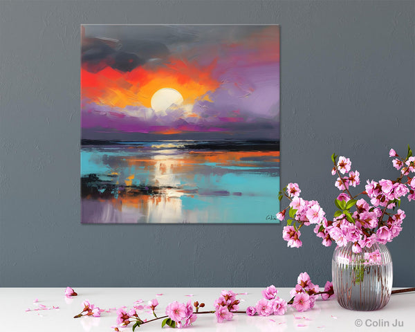 Large Landscape Painting for Living Room, Original Abstract Landscape Wall Art, Landscape Canvas Art, Hand Painted Canvas Paintings-Silvia Home Craft
