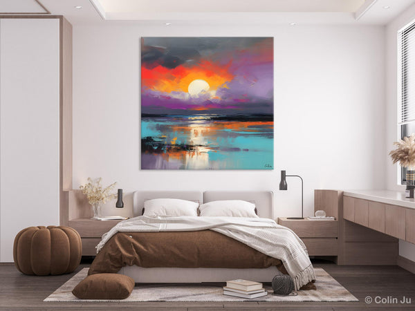 Large Landscape Painting for Living Room, Original Abstract Landscape Wall Art, Landscape Canvas Art, Hand Painted Canvas Paintings-Silvia Home Craft