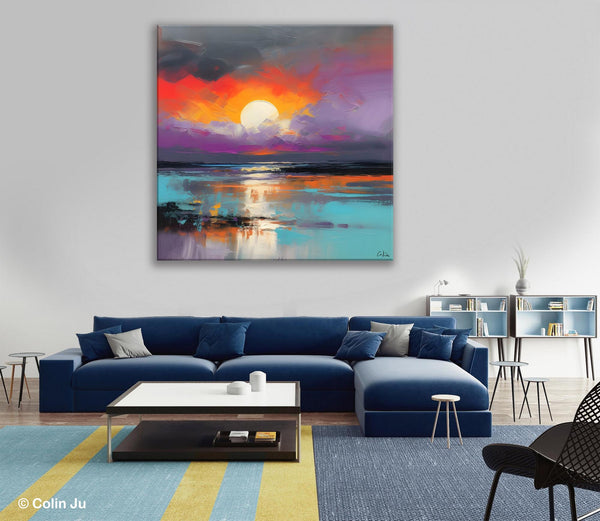 Large Landscape Painting for Living Room, Original Abstract Landscape Wall Art, Landscape Canvas Art, Hand Painted Canvas Paintings-Silvia Home Craft