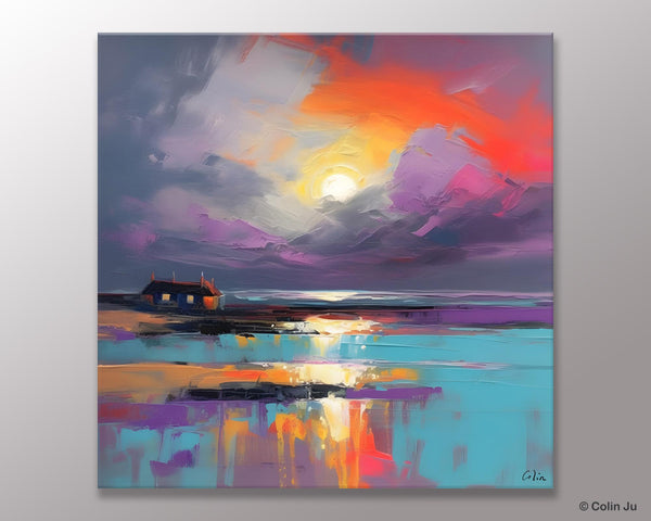 Original Abstract Landscape Wall Art, Landscape Canvas Art, Large Landscape Painting for Living Room, Hand Painted Canvas Paintings-Silvia Home Craft