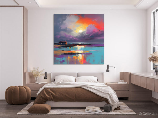 Original Abstract Landscape Wall Art, Landscape Canvas Art, Large Landscape Painting for Living Room, Hand Painted Canvas Paintings-Silvia Home Craft
