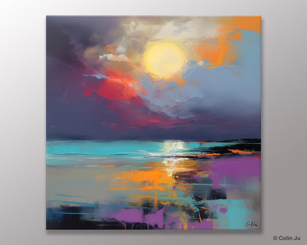 Abstract Landscape Paintings, Simple Wall Art Ideas, Original Landscape Abstract Painting, Large Landscape Canvas Paintings, Buy Art Online-Silvia Home Craft