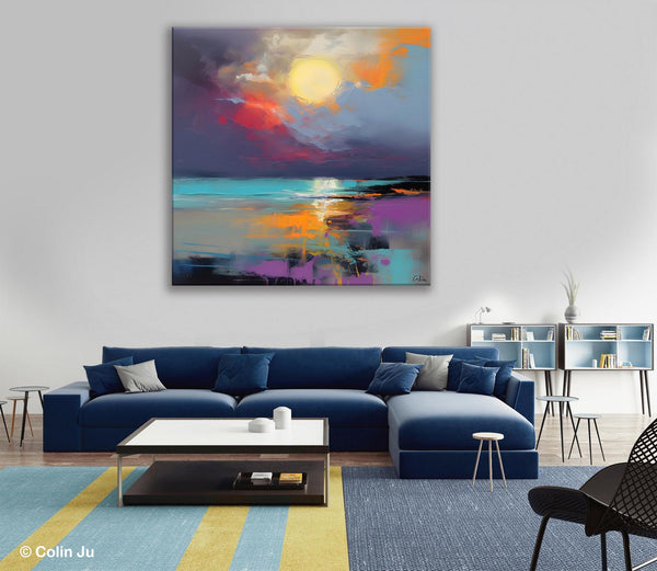 Abstract Landscape Paintings, Simple Wall Art Ideas, Original Landscape Abstract Painting, Large Landscape Canvas Paintings, Buy Art Online-Silvia Home Craft