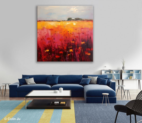 Contemporary Wall Art Paintings, Large Acrylic Paintings on Canvas, Abstract Landscape Paintings for Living Room, Landscape Canvas Art-Silvia Home Craft