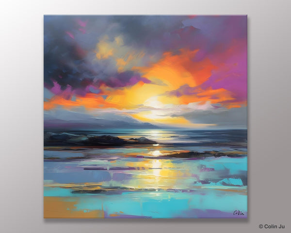 Large Art Painting for Living Room, Original Landscape Canvas Art, Contemporary Acrylic Painting on Canvas, Oversized Landscape Wall Art Paintings-Silvia Home Craft