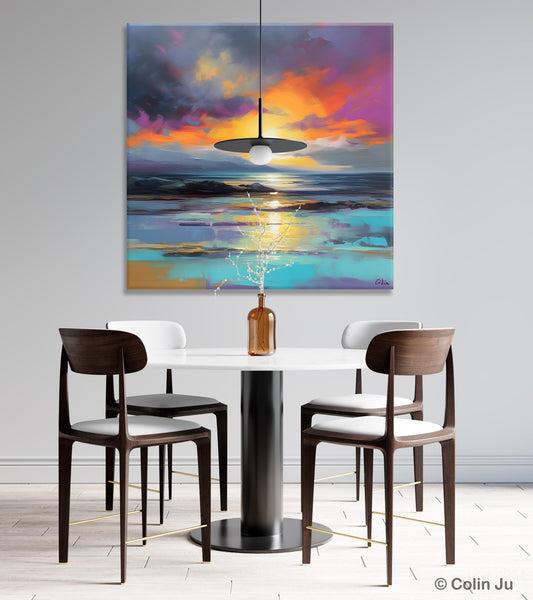 Large Art Painting for Living Room, Original Landscape Canvas Art, Contemporary Acrylic Painting on Canvas, Oversized Landscape Wall Art Paintings-Silvia Home Craft